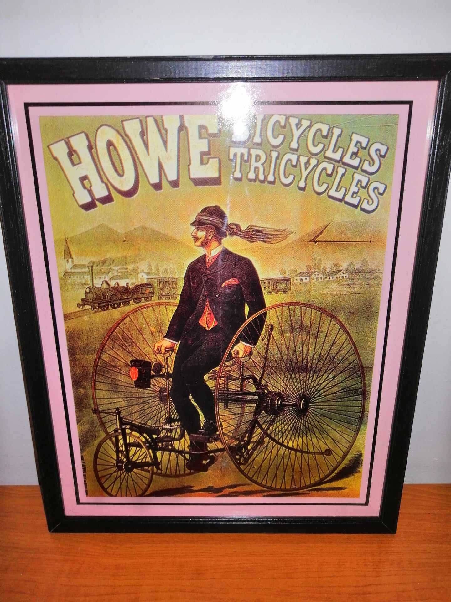 Tablou reclama bicicleta tricicleta de epoca Howe Machine print Anglia