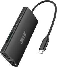 Acer USB C хъб с 4K/30Hz HDMI, 9-в-1 RJ45, 5Gbps USB-A 3.1,PD100W, VGA