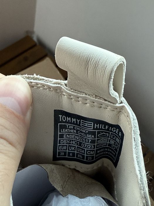 Tommy Jeans Chunky Leather Chelsea cizme dama cu platforma albe 39 noi