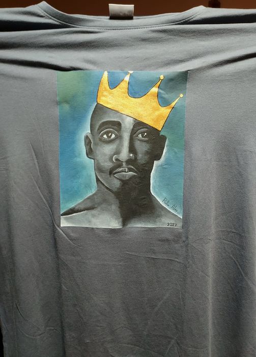 Tricou pictat manual Tupac Shakur