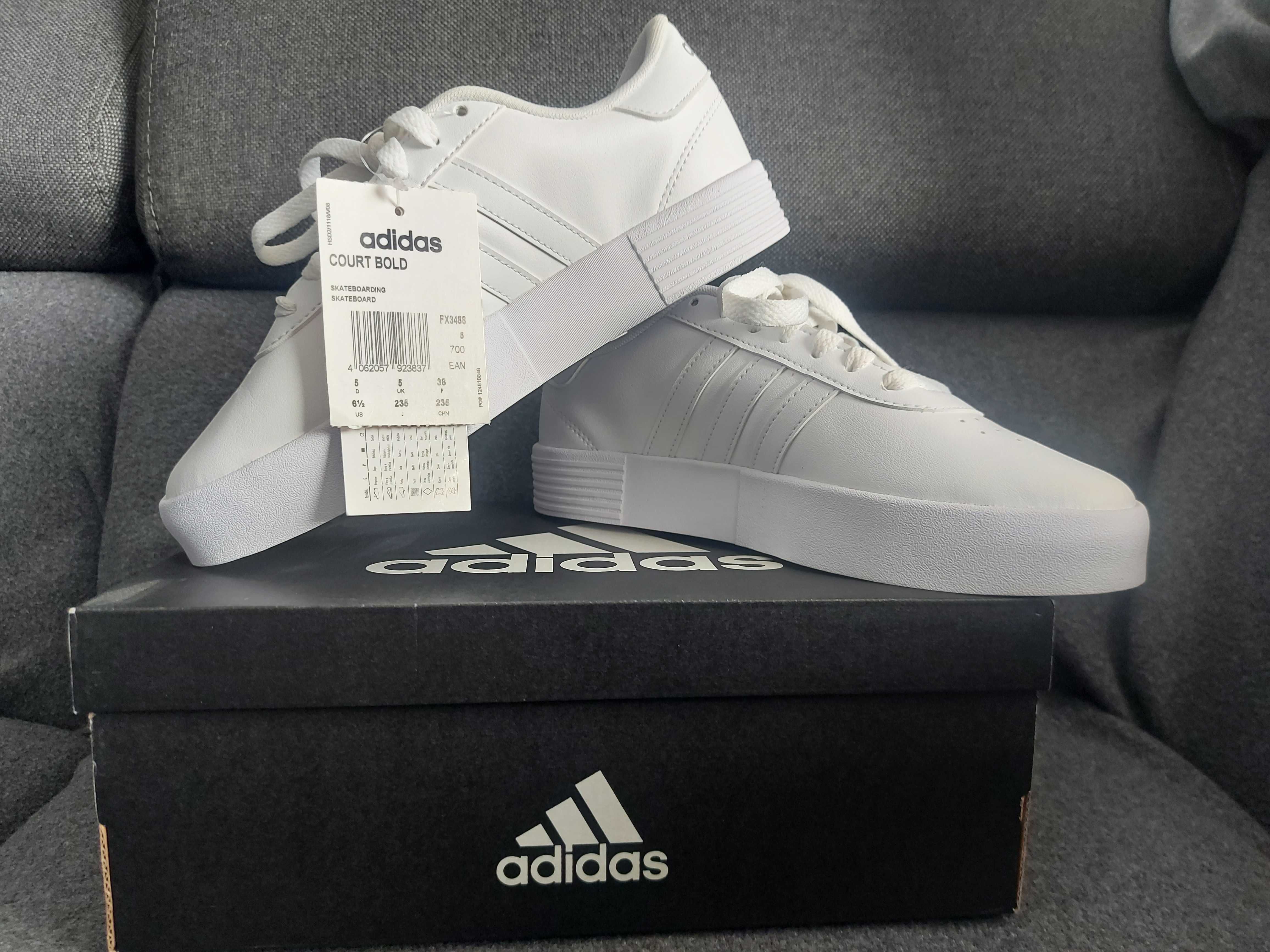 Adidas court bold white