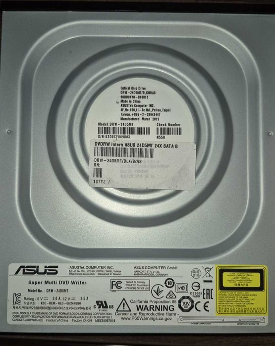 DVD Writer Asus, intern, 24x, SATA