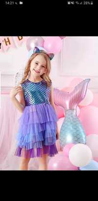 Детска лилава рокля 110-116, 116-122, 122-128 см.