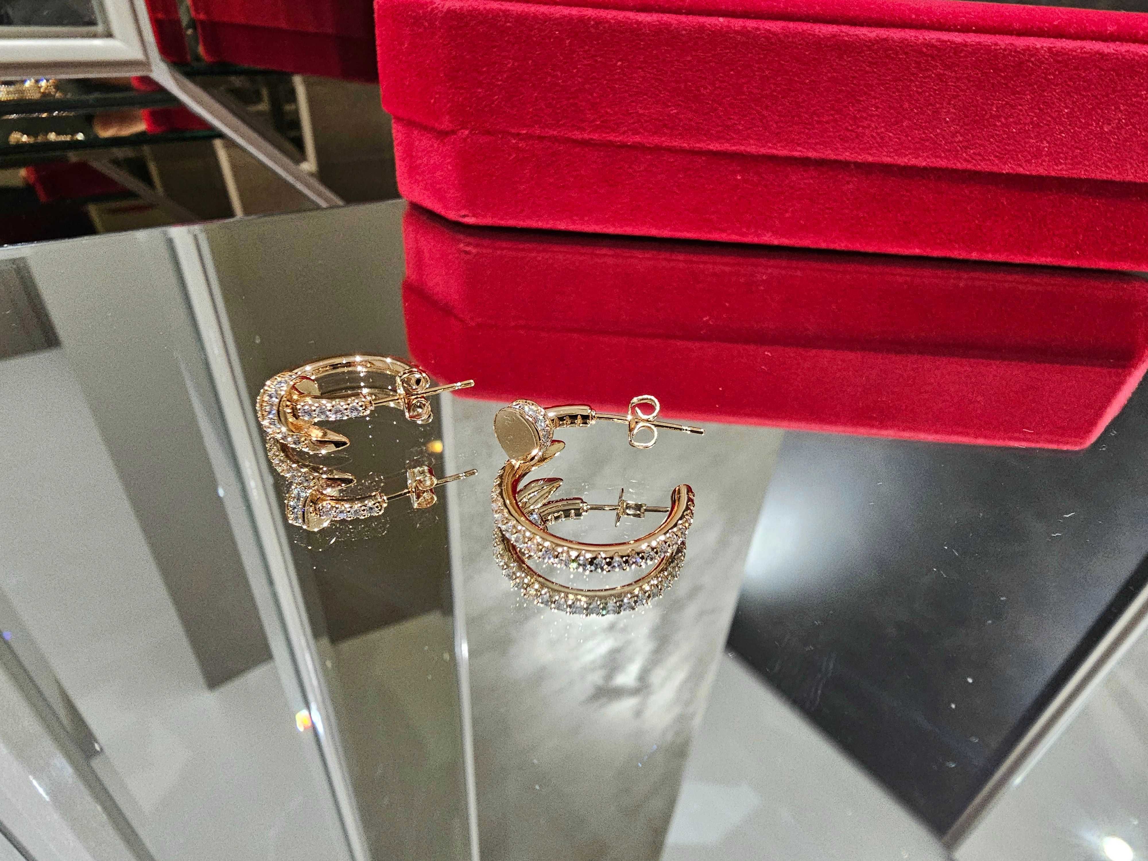 CARTIER Nail Juste un Clou Hoop Rose Gold Diamonds Дамски Обеци Пирон