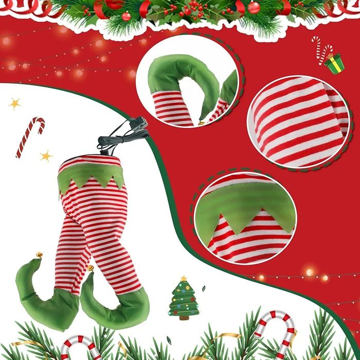 Анимирани крака на елф за украса на елха