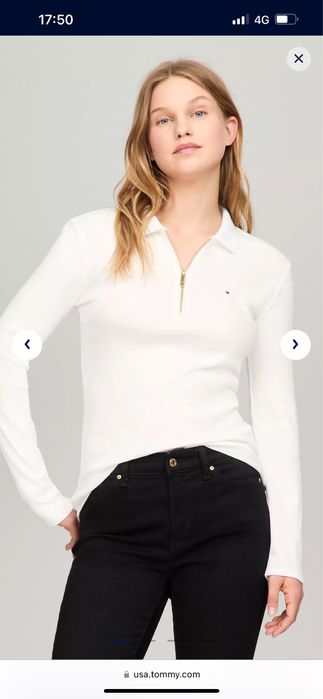 Белый Лонгслив поло tommy новый оригинал