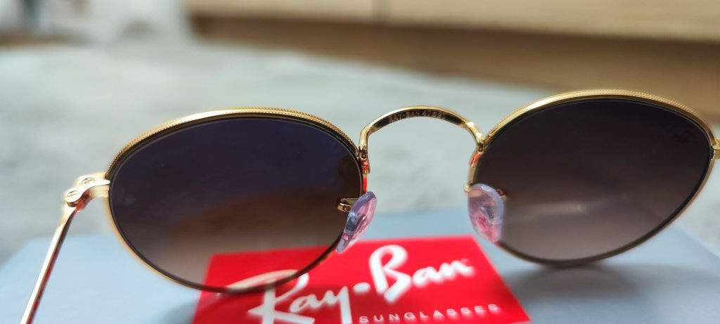 Ochelari Ray Ban originali, noi, maro/auriu, sticla, unisex