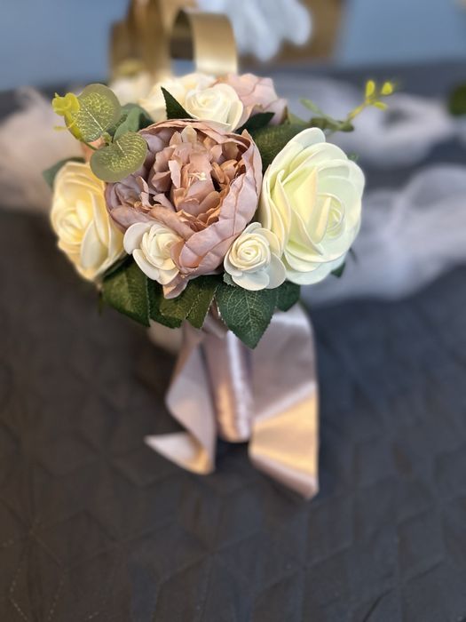 Vand set pahare nunta si buchet mireasa