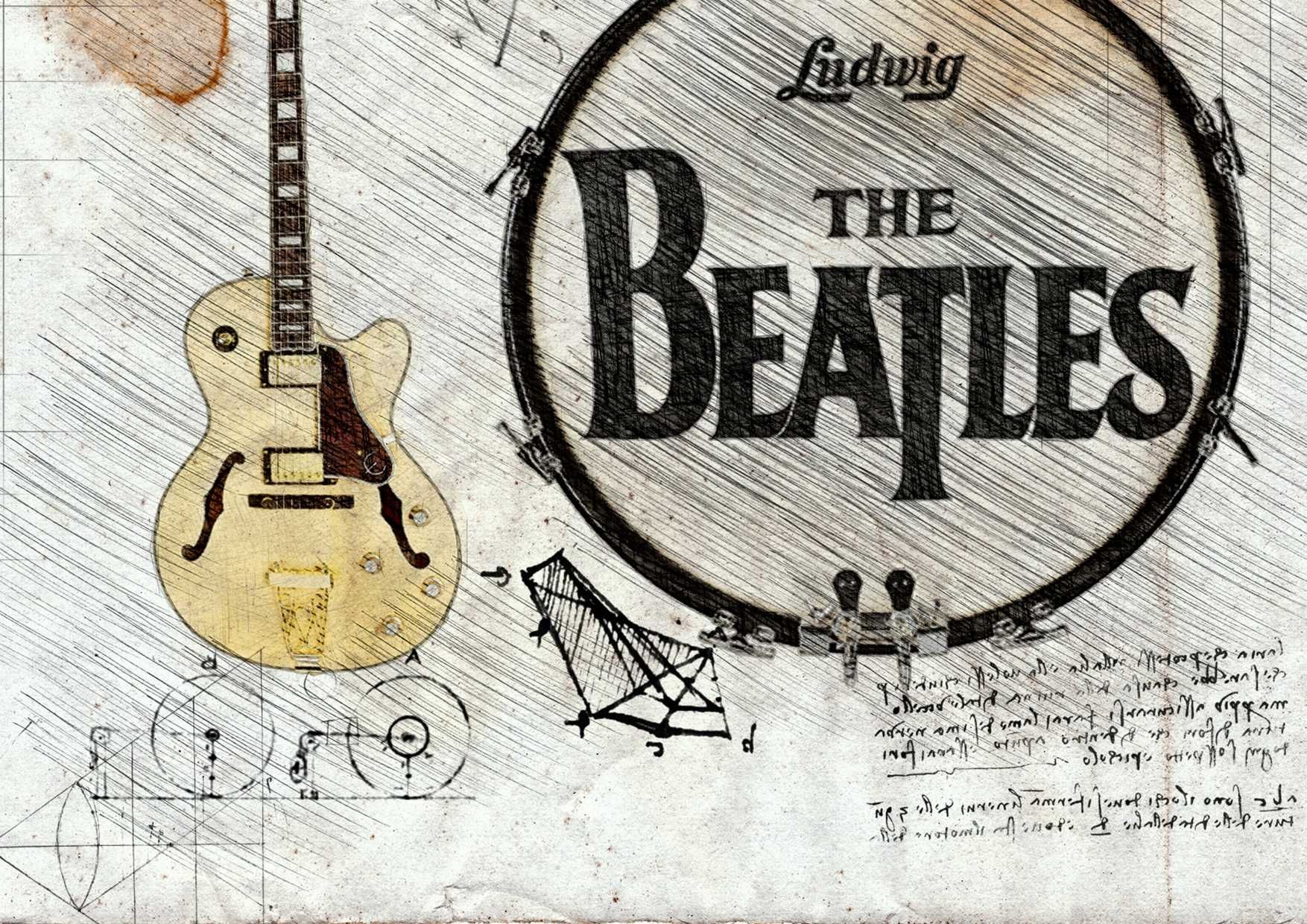 The Beatles постер плакат Бийтълс  Арт. стил Леонардо да Винчи