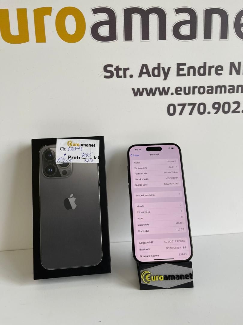 Apple iPhone 15 Pro, 128GB, 5G 87%Sanatate baterie -A-