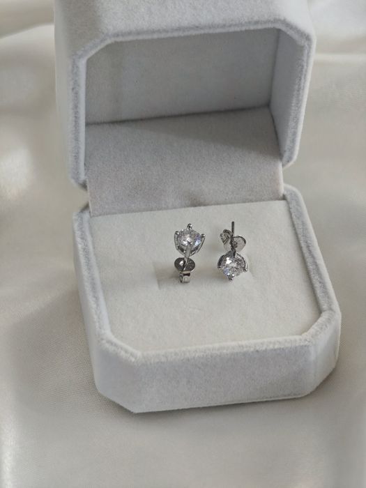 Cercei cu piatra 0.5ct x 2 (set) tip diamant - argint 925 - Moissanite