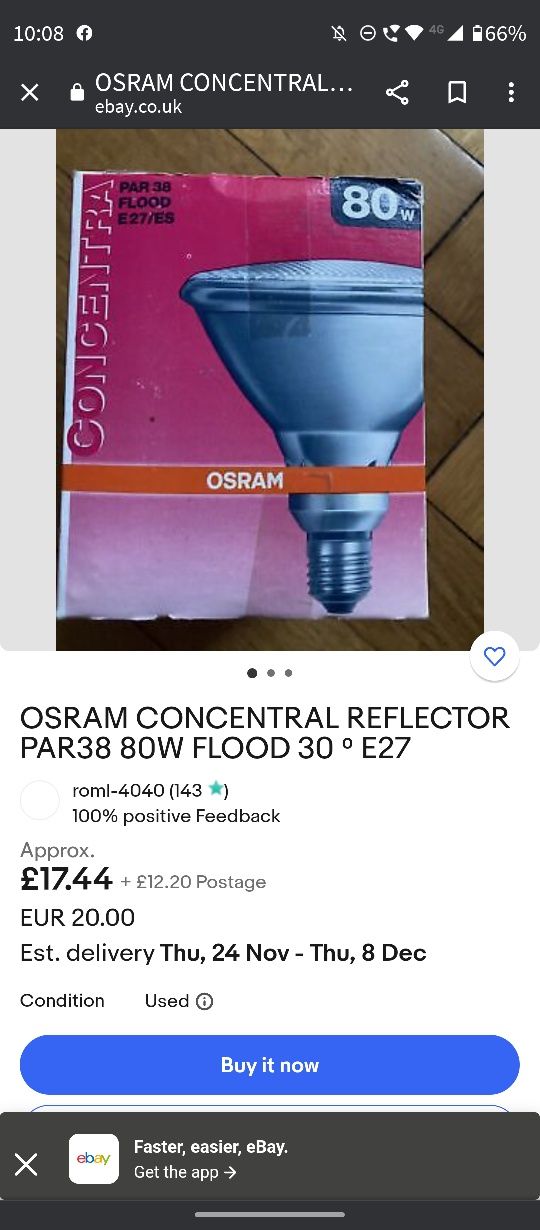 Bec special cu incadenscenta si reflector PAR38 OSRAM