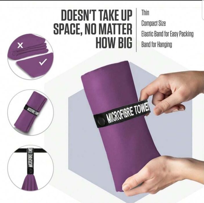Set prosop din microfibră TOWEL beach sports travel, 2 buc/set purple