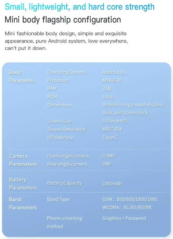 Mini smartfon Soyes XS15 Android sensor, 3G 2/16 GB telefon