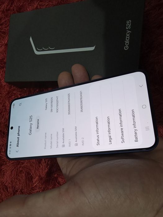 -Samsung S25, Blue Titan, 128Gb, 12Ram, Bat: 100%, 78 cicluri incarcar