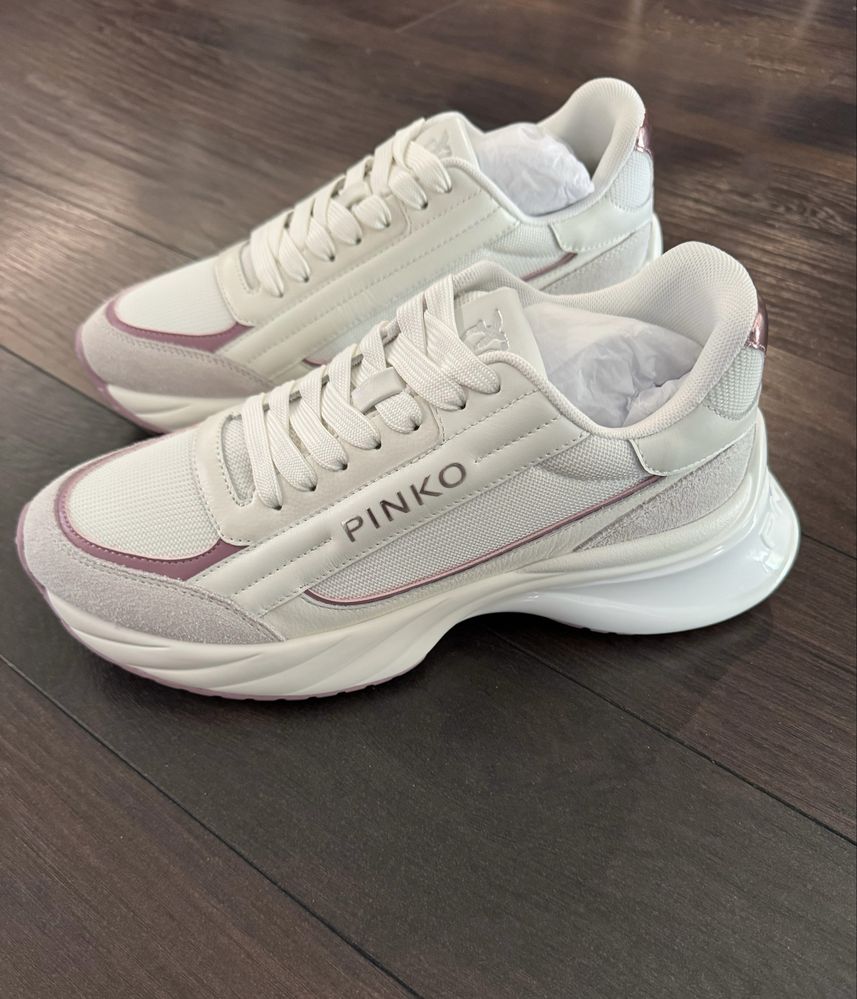 Pinko сникърси в бяло и Фанданго розово, 39