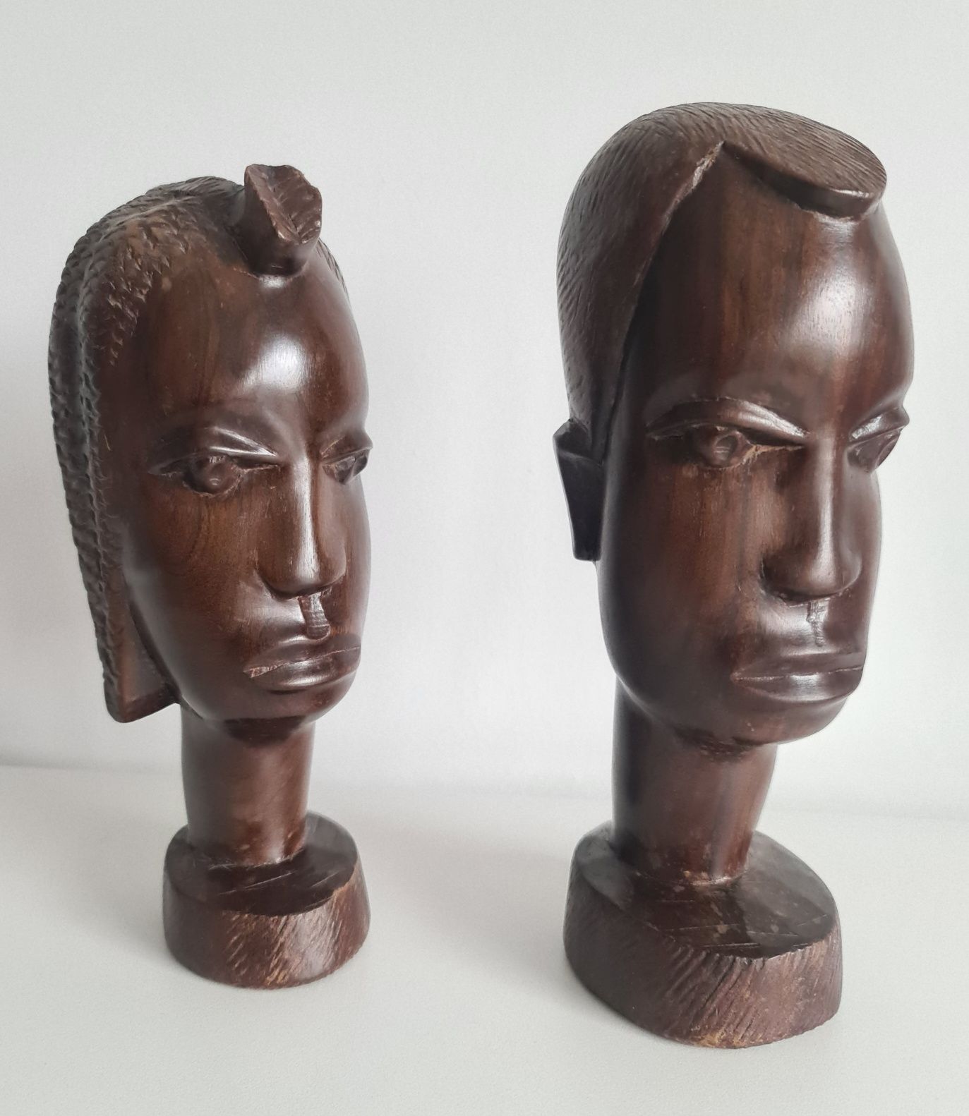 Pereche busturi africane vintage hardwood