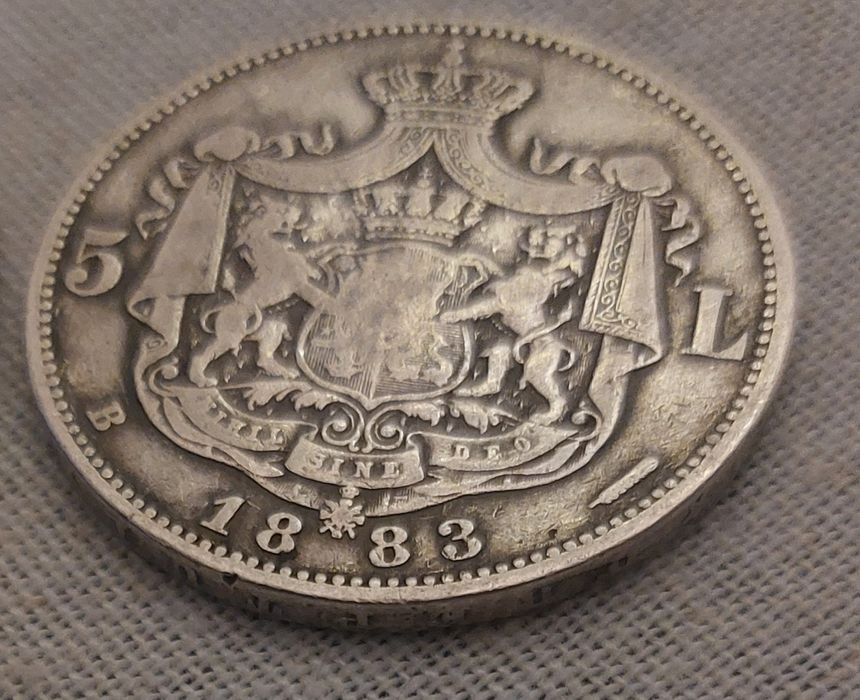Rezervata!Moneda veche Romania regalista argint 5 lei 1883 Carol I