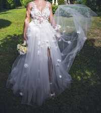 Дизайнерска сватбена бяла рокля