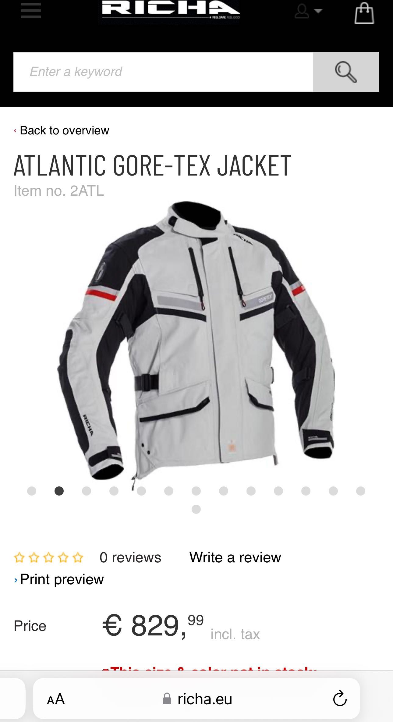 Jacheta moto Gore-Tex Richa Atlantic L negru-gri