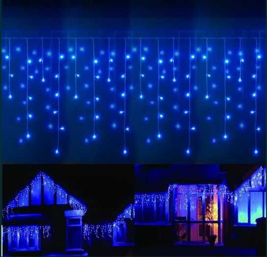 BLUE LED Сини ЛЕД Висящи Лампи 3х60 с опция снаждане Коледна украса