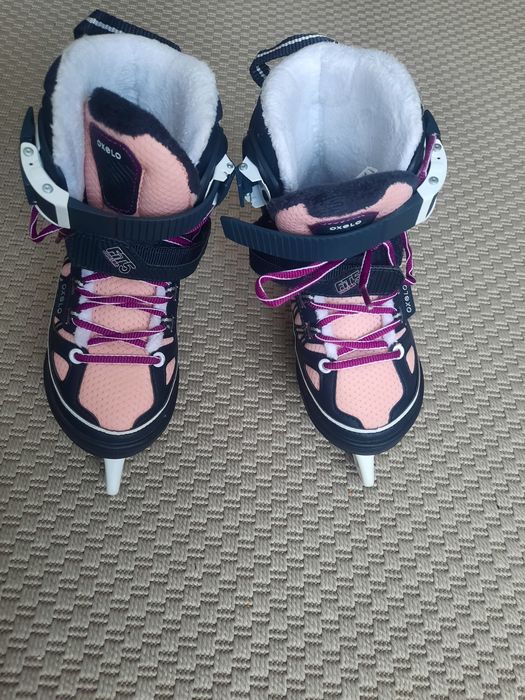 Patine gheaţă FIT 500 Albastru/Roz Copii