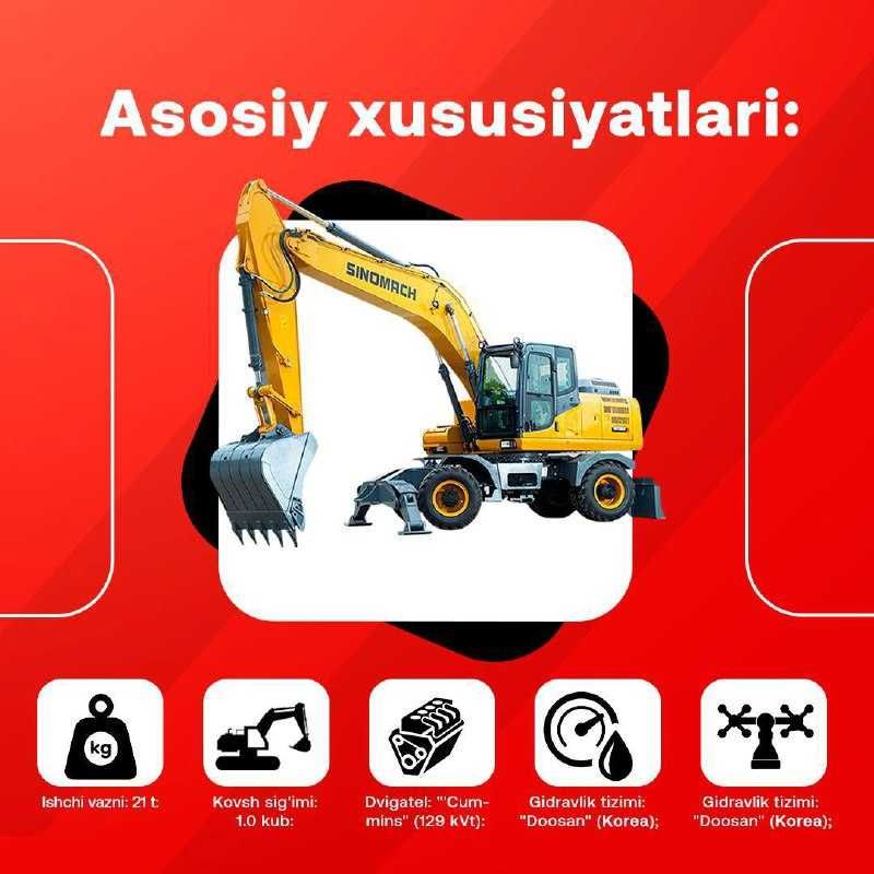 Sinomach 215W  - G'ildirakli ekskavator Рассрочка бор