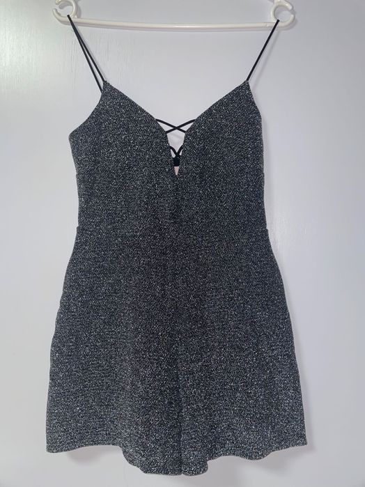 Сребърен блестящ празничен гащеризон