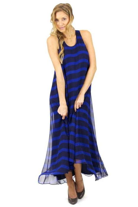 rochie Halston Heritage, voal silk, S, breton/nautical