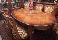 Трапезен комплект Луи XV -Разтегателна маса + шест стола.
