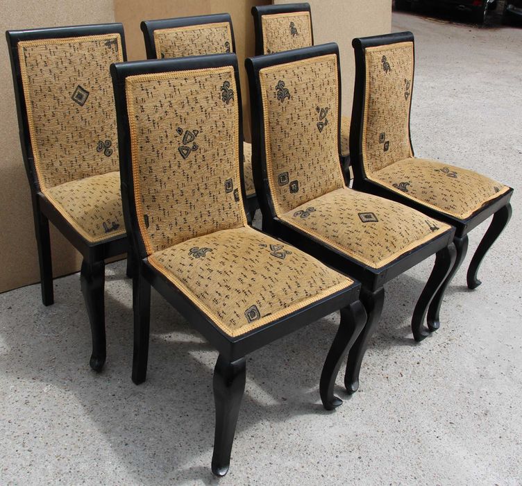 6 buc Scaune Vintage din Lemn Masiv stil ArtDeco; Scaun solid