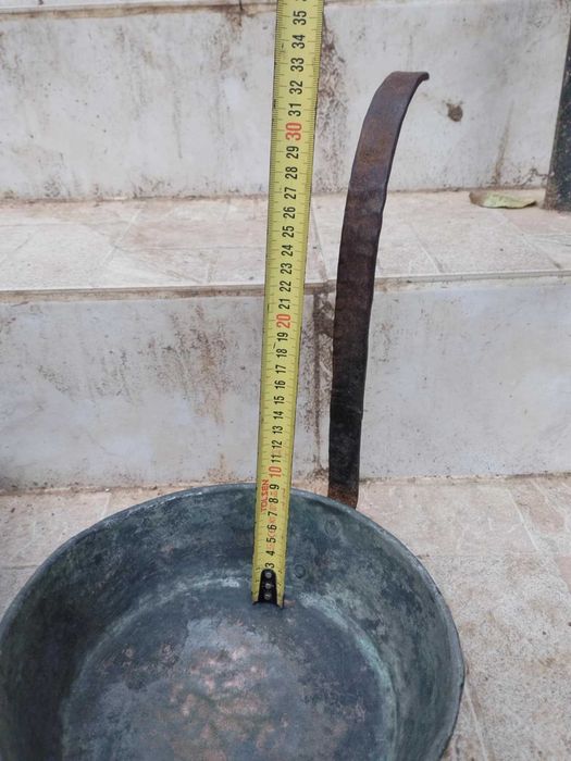 Стар меден тиган и медна тава с дръжки