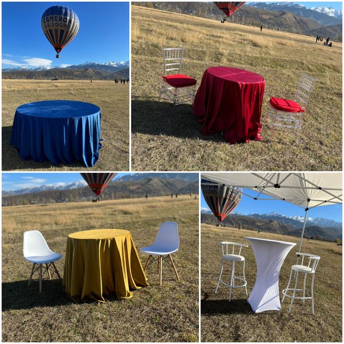 Аренда прокат столы коктейльные бочки фуршетные стулья барные посуда