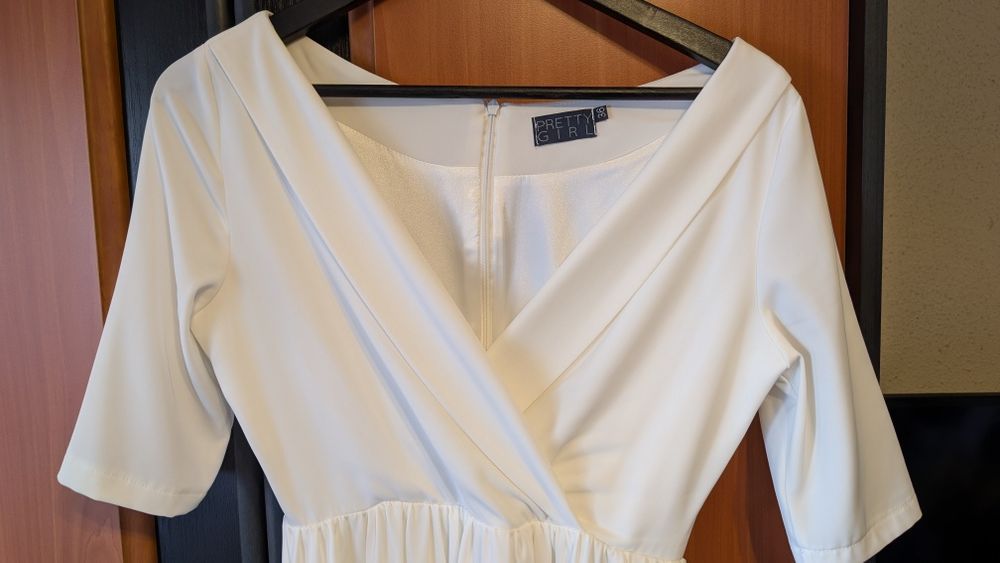 Rochie de cununie civila alb ivory S (36)