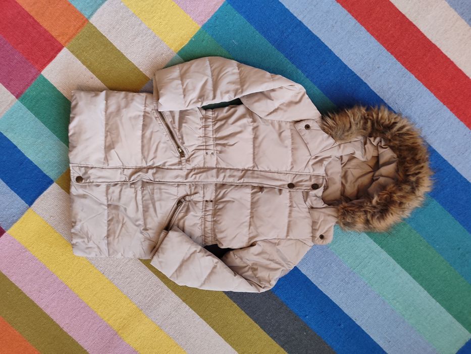 Зимно яке за момиче пълнеж естествен пух 122 см