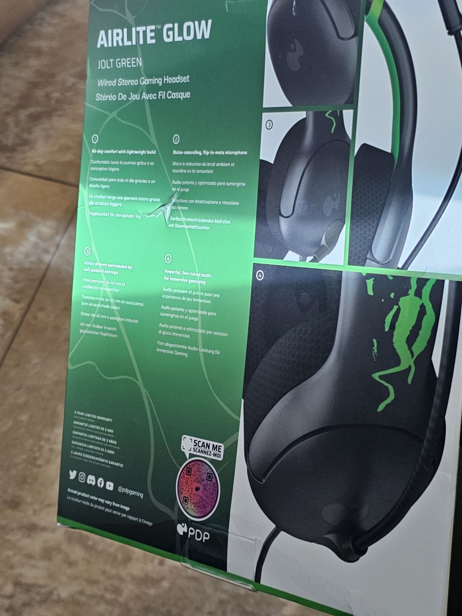 Căști cu fir PDP AIRLITE GLOW: Jolt Green pentru Xbox Series X|S, Xbox