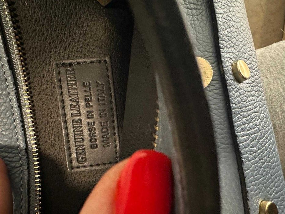 Geanta de piele naturala bleu Italia