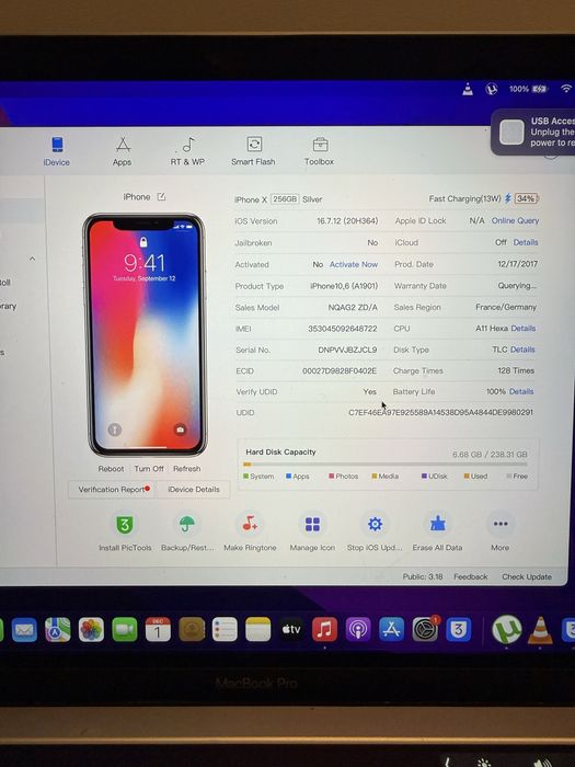 iPhone X pentru piese baterie 100%