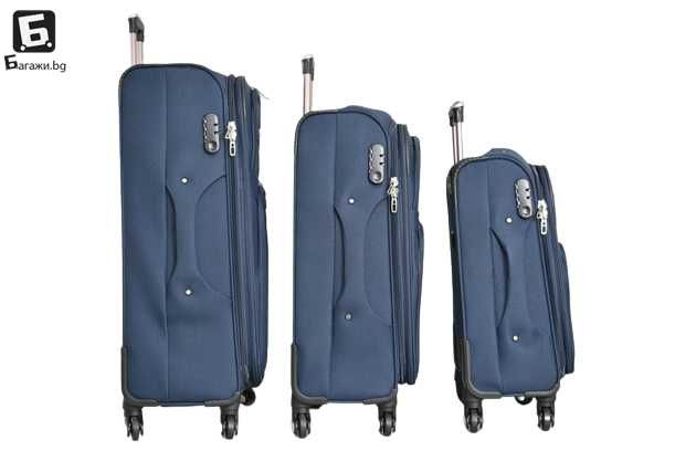 Висок клас текстилни куфари с четири колела в три цвята, КОД: 1709-4