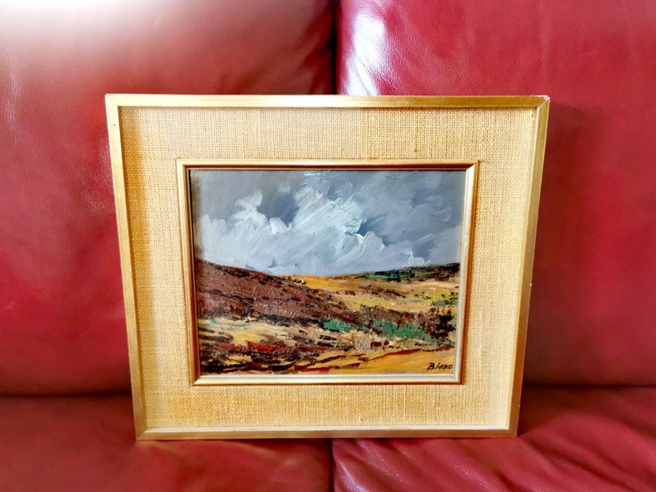 Картина масло фазер пейзаж Есен голяма размери 85х95 см. дървена рамка