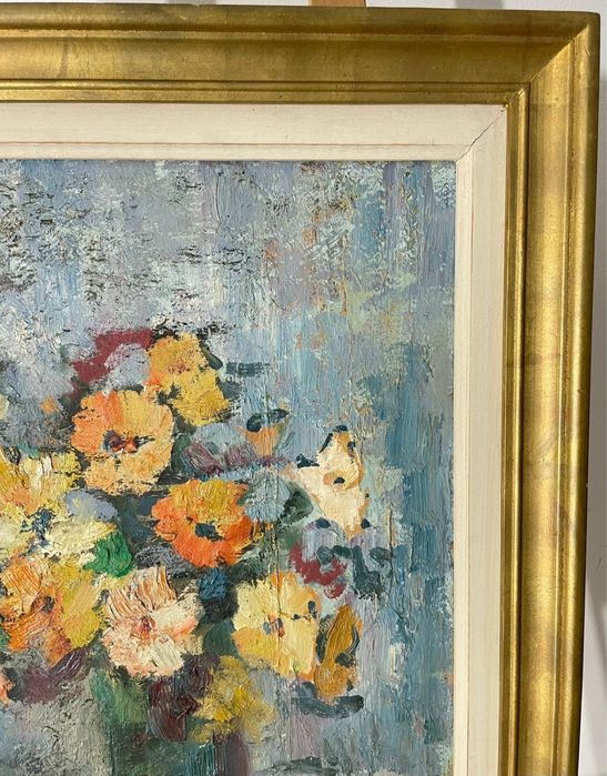 Tablou Original, Vază cu Flori, Semnat Ulei pe Pânză, Postimpresionist