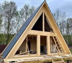 Cabane stil A Frame si case din structura de lemn, dimensiuni in funct