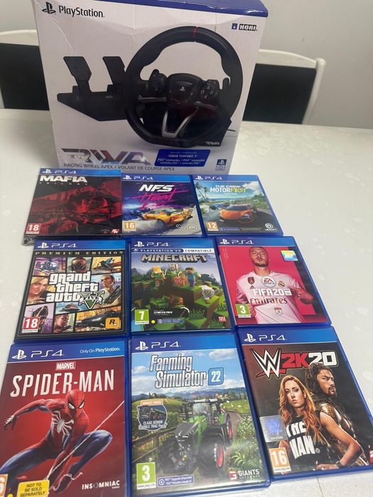 Vand Ps4 1TB cu9 jocuri volan si pedale