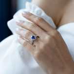 Inel Logodna Aur Alb 14K CU DIAMANTE SI SAFIR