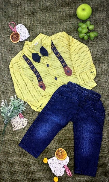Set elegant BEBOYS compus din pantaloni si camasa cu bretele si papion