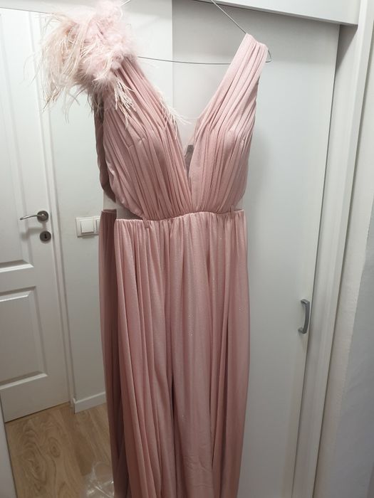 Rochie lunga-roz pudra