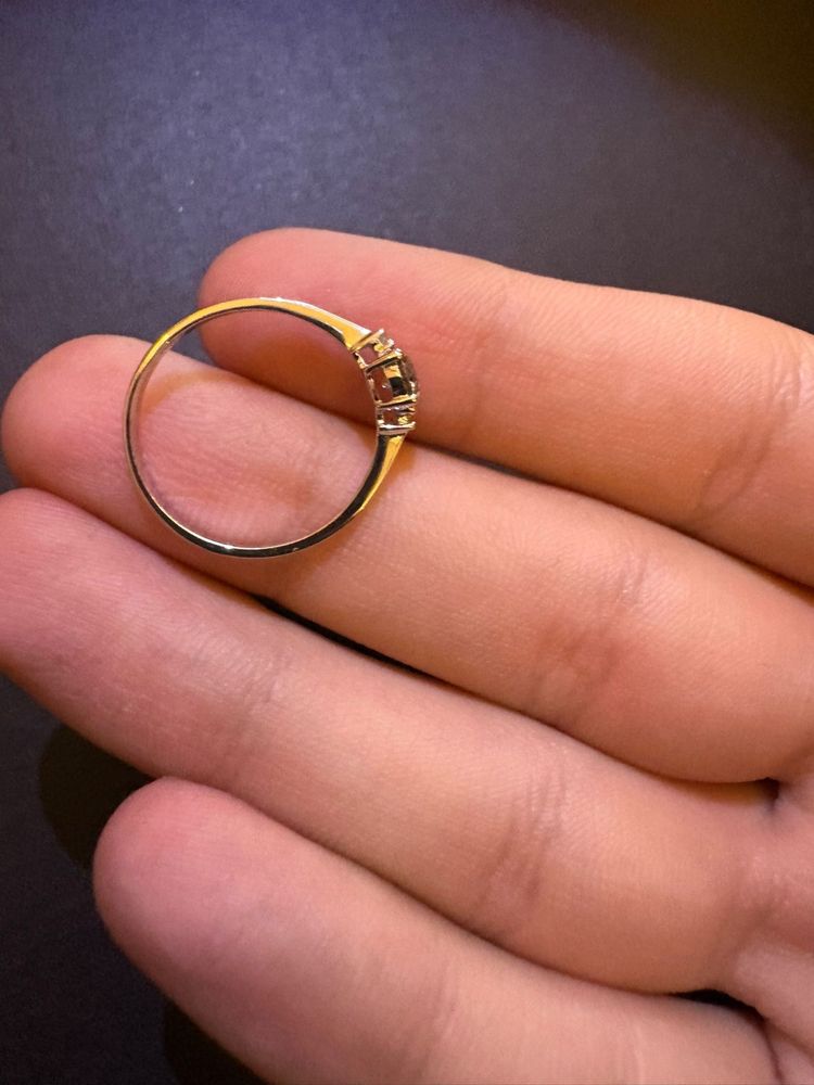 Inel Aur Alb 14k cu Diamant champagne natural cu ceritificat IGI