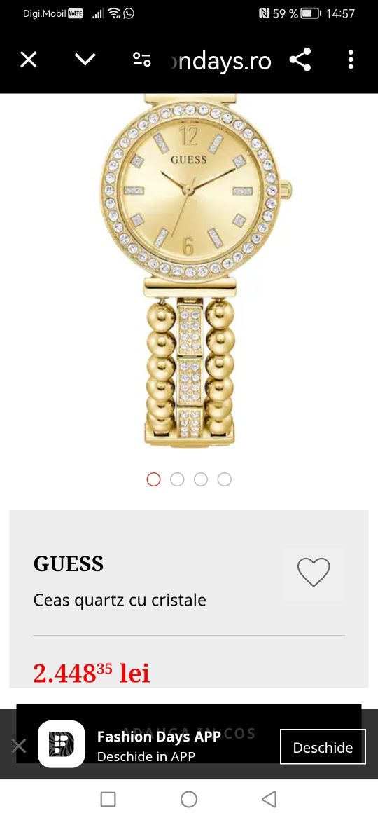 Ceas Guess Lady Quartz 30 mm - Nepurtat!
