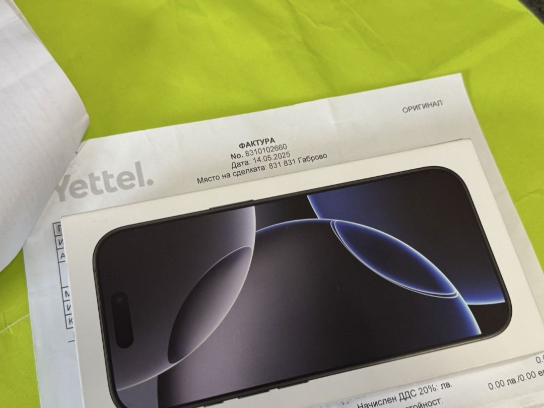 НЕАКТИВИРАН 256GB iPhone 16 Pro Yettel Гаранция 2028г. Black Titanium