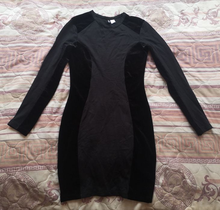 Нова H&M черна есенна рокля с дълъг ръкав  S XS
